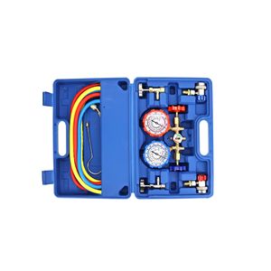 Car Air Conditioning Refrigerant Charging Tool Kit R134a Dual <b>Gauge</b> With Hoses For Vehicle AC Repair - Product Image 1