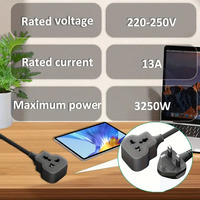 Cordon d'extension multiprise universel avec prise britannique BS1363 13A 250V, âme en cuivre pur 3G1.25mm² H05VV-F PVC 300/500V 3250W OEM/ODM