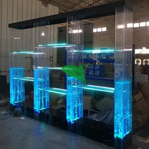 led luminous bar furniture water bubble wall and light colour changing acrylic wine display cabinet