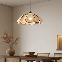 Lustre en rotin tressé à la main en forme de pétale, lampe suspendue LED en osier naturel, style côtier, pour salle à manger, décoration tropicale