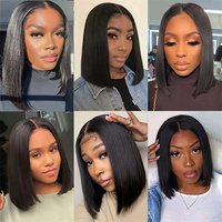 Perruques Courtes Bob Ultra-Lisses en Cheveux Humains, Super Fines, HD 13x4, Perruques Frontales en Dentelle HD pour Femmes Noires, Perruques Complètes en Dentelle de Cheveux Vietnamiens Bruts