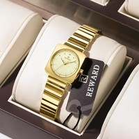 Montre-bracelet de luxe élégante pour femme, étanche, avec boîtier carré en acier inoxydable et bracelet en acier inoxydable, ornée de diamants