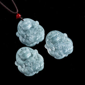 หยกธรรมชาติสีน้ำเงินหยกน้ำจืดจี้รูปจิ้งจอกเก้าหาง เครื่องประดับสำหรับผู้ชายและผู้หญิง หยกขายส่ง ของขวัญพร้อมใบรับรองการประเมินราคา DW36 - Product Image 3
