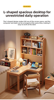 Bureau d'angle avec étagère intégrée, bureau d'ordinateur mural, table d'étude pour bureau à domicile et chevet pour petits espaces