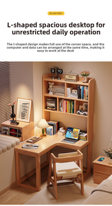 Scrivania ad Angolo con Libreria Integrata, Scrivania per Computer a Parete, Tavolo da Studio per Casa e Comodino per Piccoli Spazi - Product Image 4