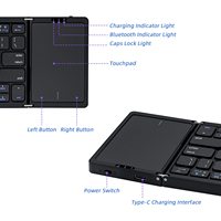 Teclado plegable inalámbrico de tres pliegues, teclado recargable plegable para computadora, teclado IOS plegable con trackpad