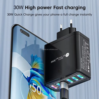 Chargeur mural USB CE ROHS 30W Six ports QC3.0 Chargeur rapide 5V3A 9V2A 5V2.4A US EU UK Chargeur USB rapide pour iPhone/Samsung