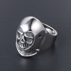 Skull <b>Titanium</b> Steel <b>Ring</b> For Men Wide Index Finger Retro Jewelry SA407 - Product Image 3