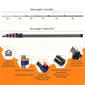 Perche télescopique en fibre de carbone sur mesure de 18 à 60 pieds pour le nettoyage des fenêtres des bâtiments commerciaux - Product Image 6