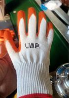 Haute qualité 7G chaîne tricot rouge Orange paume trempée poignée en caoutchouc industriel robuste enduit de Latex gants de travail de jardin imprimer Logo