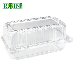 Dikdörtgen menteşeli kapaklı şeffaf plastik konteyner almak yiyecek kutusu Hamburger tatlı kek sandviç ekmek salata