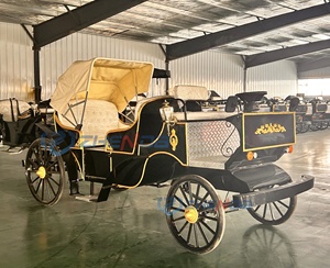 Carroza eléctrica negra europea de alta calidad, estilo antiguo, con semirremolque beige para autobús turístico en parques. - Product Image 2
