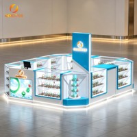 Rak Pajangan Perhiasan Biru-Putih Harga Pabrik, Booth Rak Kaca LED, Stand Pajangan Perhiasan Resin untuk Dijual
