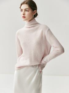 カシミアマルベリーシルクハイネックカシミヤセーター女性用ソフト長袖ニットセーター - Product Image 2