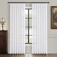 Rideau plissé à plis pincés en voile semi-transparent en polyester, neutre, personnalisable, pour hôtel, 100"*H84"