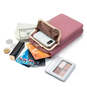 2022 moda cüzdan kredi kart tutucu kadın debriyaj cüzdan çanta telefon deri askılı çanta