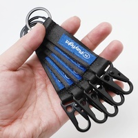 Lanière courte en sangle de nylon tissée personnalisée avec logo, double crochet, écologique, porte-clés d'extérieur, cadeau promotionnel
