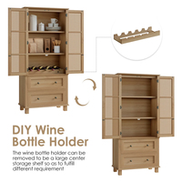 Armoire bohème en cannage avec tiroirs, placard à 2 portes en bois de chêne clair, meuble de rangement, vente en gros OEM