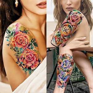 82 fogli <span class=keywords><strong>fiori</strong></span> tatuaggi temporanei adesivi rose <span class=keywords><strong>farfalle</strong></span> Multi-colore stile misto Body Art tatuaggi temporanei per le donne - Product Image 3