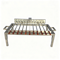 Grill automatique moderne pour kebab et rôtisserie brésilienne, brochettes plates, en acier inoxydable, léger, portable, chariot de camping