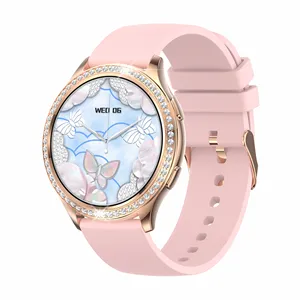 2024 nuevo reloj inteligente para mujer, delgada y jardín con pantalla de caja de aleación ligera con diamante Ip67 Bt, reloj inteligente con detección de sueño de llamadas