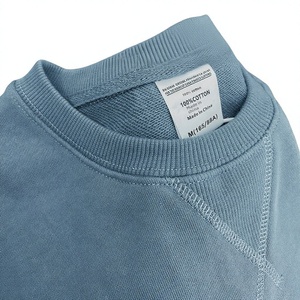 Morandi 380g Terry Triangle Neck Anti-Wrinkle Cotton <strong>Vests</strong> <strong>for</strong> <strong>Men</strong> Women Haze Blue Drop Shoulder Overside <strong>Long</strong> <strong>Sleeve</strong> Winter - Product Image 1
