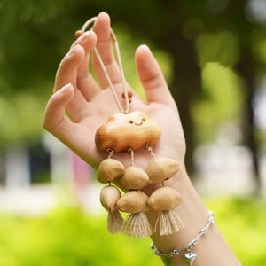 Wholesale Hand Carved Wood Cloud Natural Fruit Shell Wind Chime For Hanging <b>Ornament</b> <b>Car</b> Charm Home Decoration Gift - Product Image 5