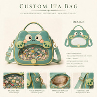 Sac Ita multifonctionnel De Bang en cuir PU, étanche, avec insert, design personnalisable en forme de grenouille, mignon et kawaii, pour l'affichage de badges