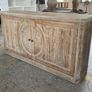 Aparador rústico de madera maciza recuperada estilo campestre francés, hecho a mano, con acabado curvado y desgastado. - Product Image 3