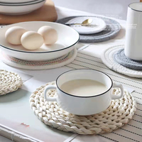 Napperons de table tissés en corde de coton, rond, à la mode, personnalisé, vente en gros, 10 pièces