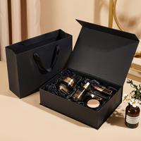Boîte magnétique noire personnalisée de grande capacité, emballage de luxe en carton rigide, boîte cadeau pliable en papier avec logo imprimé