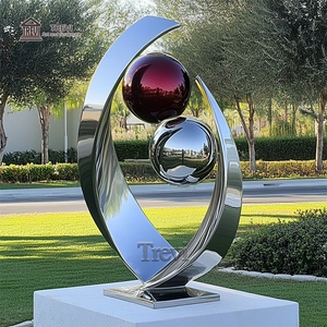 Personalizzato moderno e semplice arte astratta statua in acciaio inox linea e palla sculture per il giardino - Product Image 4