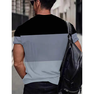 T-shirt da uomo per sublimazione di alta qualità, design a righe larghe, alla moda, taglie forti, logo personalizzato, fornitura ODM, casual elegante e confortevole - Product Image 2