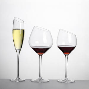 Juego de copas de vino con borde inclinado, 3 piezas, copas de cristal con tallo para vino tinto, blanco, champán, cócteles, fiestas, estilo simple - Product Image 1