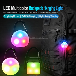 <b>Rechargeable</b> LED Backpack Hanging Light Multicolor USB Type-C Clip on Pet Collar Safety Light 5 Modes Warning <b>Lamp</b> - Product Image 1