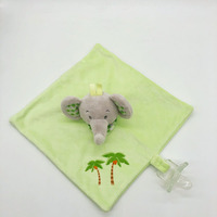Usine pour bébé Jouets en peluche Dessin Animé Chiot et Éléphant Anneau de dentition Sucette en silicone Couverture pour animaux en peluche Remplissage en coton PP