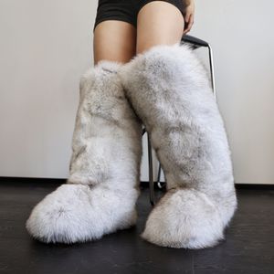 Stivali Alti al Ginocchio 50cm, Comodi e Alla Moda, Stivali Invernali di Lusso da <span class=keywords><strong>Donna</strong></span> con Pelliccia di Procione e Volpe, Stile Y2K - Product Image 2