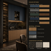 Armoire à vin sur mesure pour salle à manger, avec rangement intégré du sol au plafond, porte en verre et éclairage LED