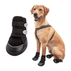 Custom Reflective Straps Dog Shoes Winter Dog Boots Paw Protectors With Nonslip Sole