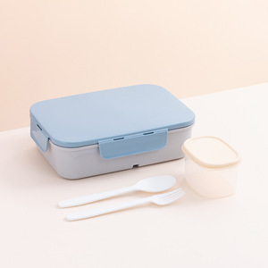 Fiambrera de 3 rejillas <span class=keywords><strong>rectangular</strong></span> para microondas de plástico de 1,2 L al por mayor, contenedor de comida Bento con juego de cubiertos - Product Image 6