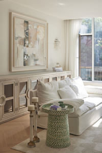 Meuble de salon nordique vintage minimaliste à façade en verre meuble en bois massif buffet à quatre portes <span class=keywords><strong>armoire</strong></span> vintage - Product Image 4