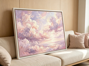 Pintura al Óleo Impresionista Pintada a Mano, Nubes Rosadas <span class=keywords><strong>Pastel</strong></span>, Cielo Etéreo Suave, Paisaje Marino, Arte en Lienzo <span class=keywords><strong>para</strong></span> Decoración del Hogar - Product Image 2