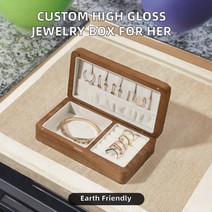 Boîte de rangement pour bijoux en bois personnalisée, grande, polie, écologique, laquée brillante, cadeau pour la fête des mères, cadeau pour demoiselle d'honneur, organiseur de voyage - Product Image 2