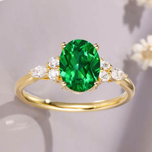 新しいデザイン作成エメラルドリング14kゴールドVermeilエンゲージメントプロミスリング女性ジュエリーデイリーウェアギフトパーソナライズされた誕生石 - Product Image 3