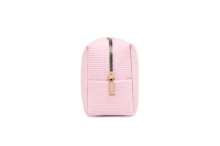Vente en gros pochette de maquillage de voyage en tissu côtelé de luxe petit sac à crayons carré léger fermeture éclair cosmétique à la mode