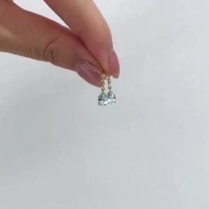 Boucles d'oreilles en argent pur S925 avec diamant bleu mer, larme de sirène, style rétro palais, design aquatique haut de gamme, bijoux fins pour femmes - Product Image 5