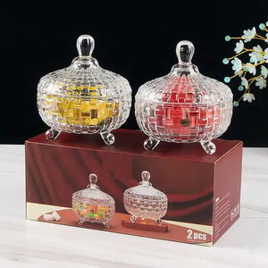 도매 크리스탈 투명 유리 설탕병 설탕 유리 그릇 사탕 보관 용기 뚜껑 포함 - Product Image 3