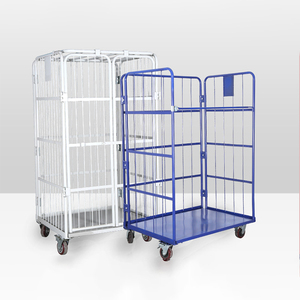 Logistieke Beveiliging Wire Mesh Roll Winkelwagen Opslag Metalen <span class=keywords><strong>Trolley</strong></span> Met Wielen - Product Image 4