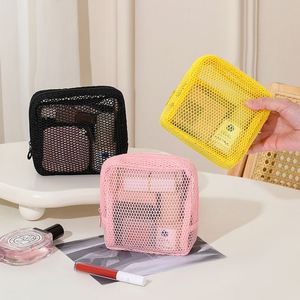 Sales Promotion Portable Mini <b>Cute</b> Makeup Pouch Durable Lipstick Storage Zipper Coin <b>Purse</b> Small Square Mesh Cosmetic Bags - Product Image 3