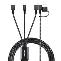 Kabel Pengisian Cepat 6-in-1 Berbahan Nilon 1.2M, Kabel Charger Multi USB Tahan Aus Kompatibel dengan Perangkat iPhone & Type-C